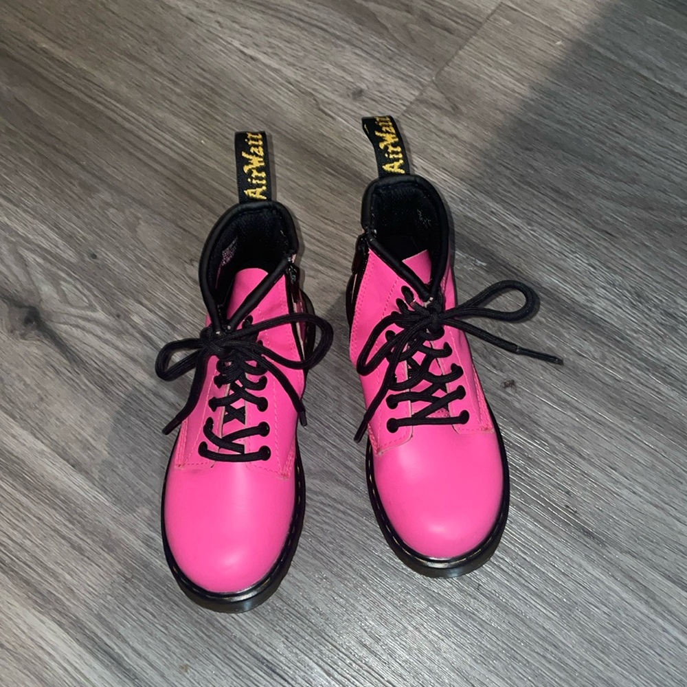 Dr. Martens Air Wair Hot Pink Lacie Up Side Zip Boots US Sz 11 EUC